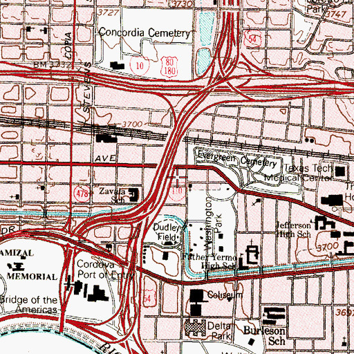 Topographic Map of First Apostolic Church, TX