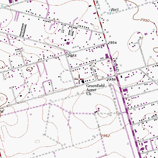 Topographic Map of Greenfield Acres Baptist Church, TX