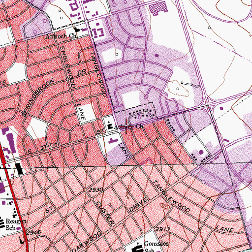 Topographic Map of Immanuel Baptist Church, TX