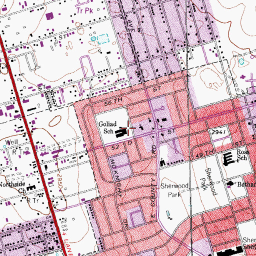 Topographic Map of Kingston Auenue Baptist Church, TX