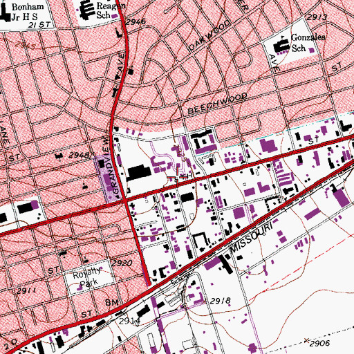 Topographic Map of Midland Odessa Pecos Valley Baptist Church, TX