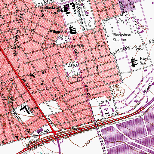 Topographic Map of Pilgrim Restaurant Baptist Church, TX