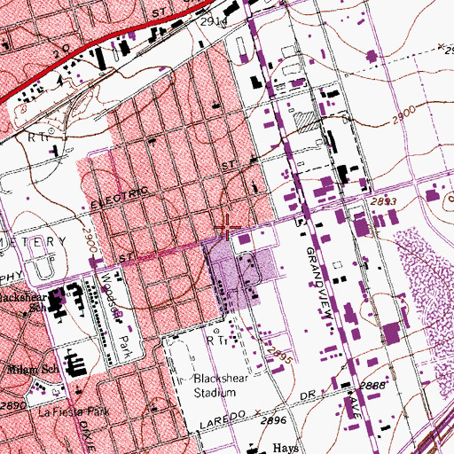 Topographic Map of Rose of Sharon Baptist Church, TX