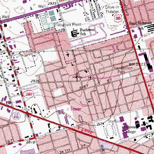 Topographic Map of Terrace Hills Baptist Church, TX