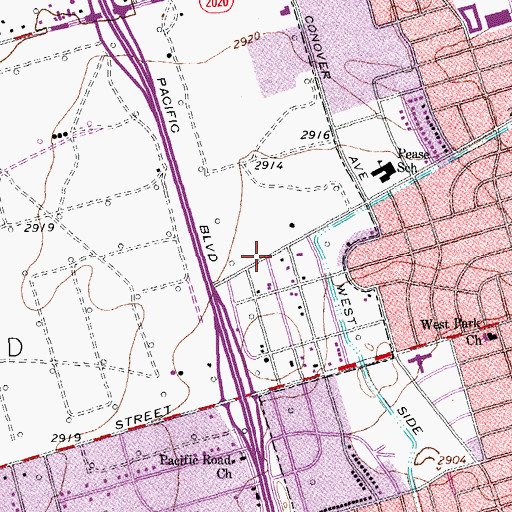 Topographic Map of Vine Baptist Church, TX