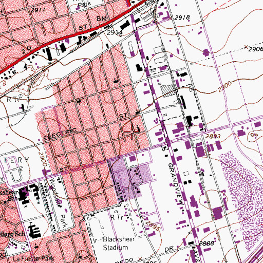 Topographic Map of Highland and Bunche Street Church of Christ, TX