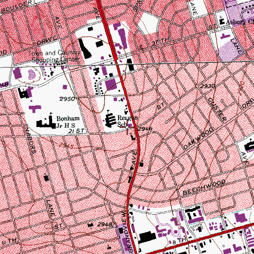 Topographic Map of Grandview Church of God, TX