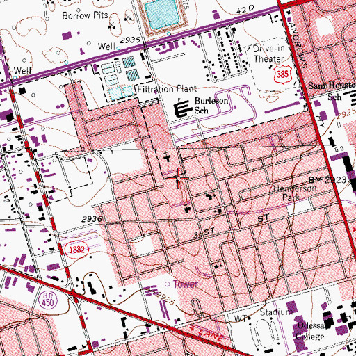 Topographic Map of Faith Church of the Nazarene, TX