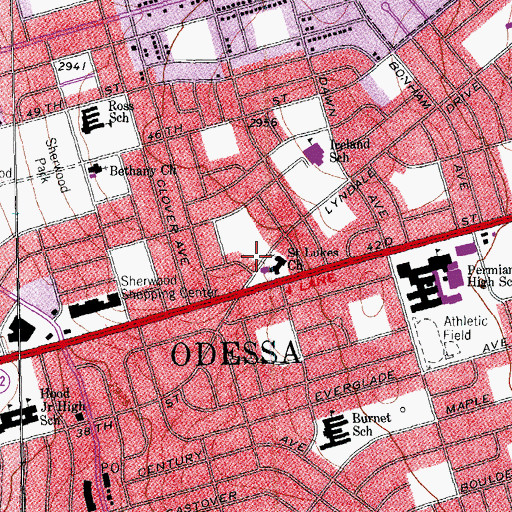 Topographic Map of Saint Lukes United Methodist Church, TX
