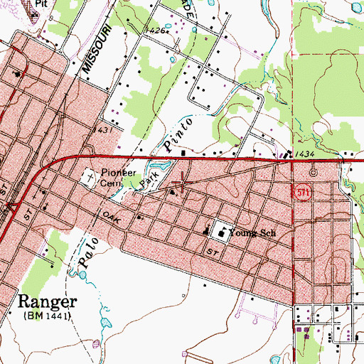 Topographic Map of Church of God, TX