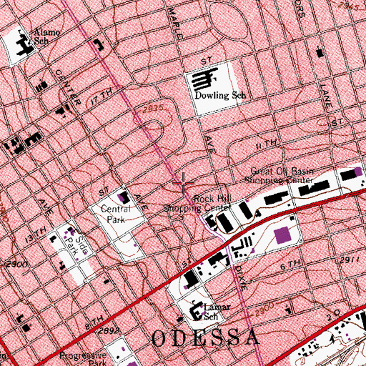 Topographic Map of First Assembly of God Church, TX