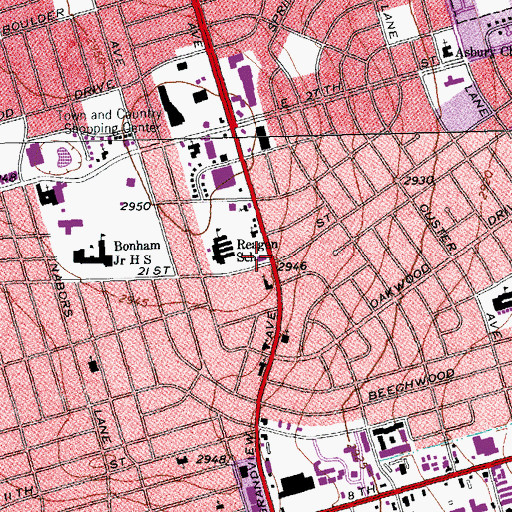 Topographic Map of Beacon Baptist Church, TX