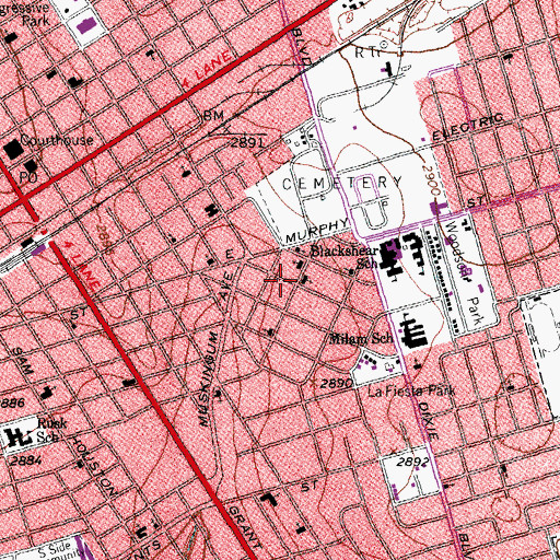 Topographic Map of Bethel Baptist Church, TX