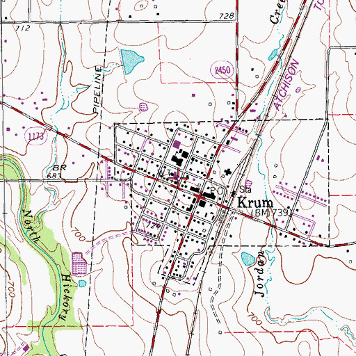 Topographic Map of Krum United Methodist Church, TX