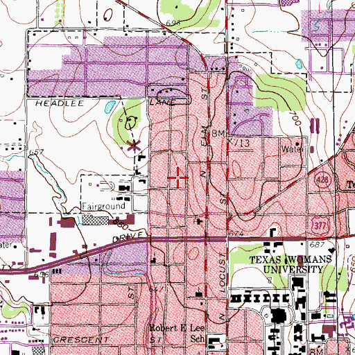 Topographic Map of University Evangelical Methodist Church, TX
