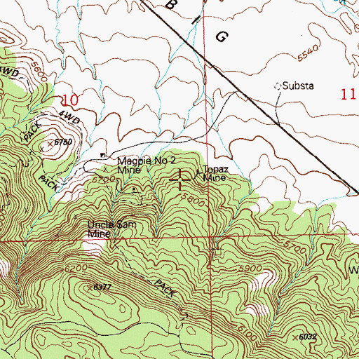 Topographic Map of Topaz Mine, CO