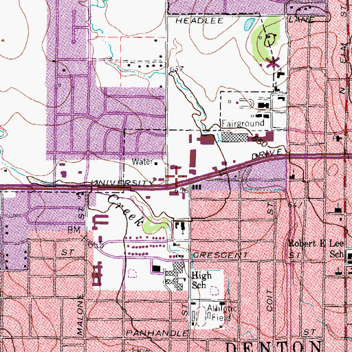 Topographic Map of First Presbyterian Church USA, TX
