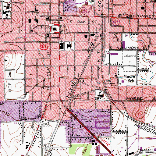 Topographic Map of Mount Pilgrim Church, TX