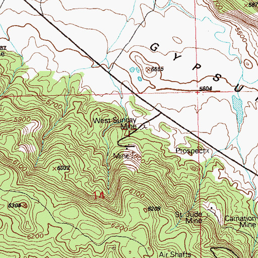 Topographic Map of West Sunday Mine, CO