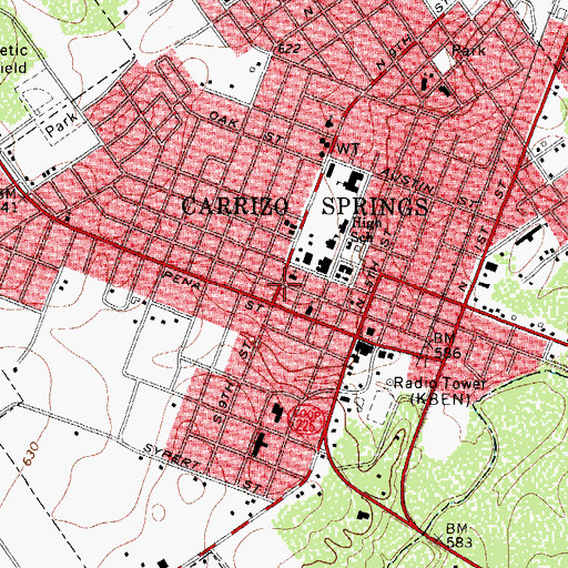 Topographic Map of First Baptist Church, TX
