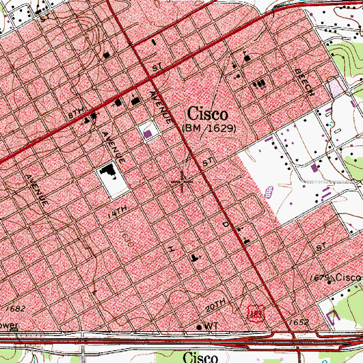 Topographic Map of Bible Baptist Church, TX