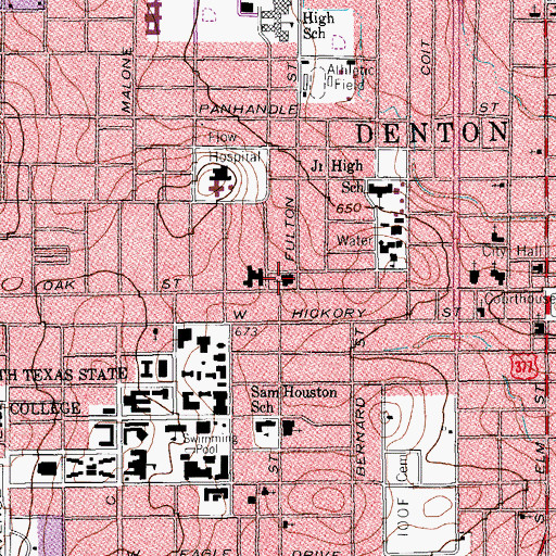 Topographic Map of Grace Temple Baptist Church, TX