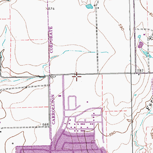 Topographic Map of North Carrollton Baptist Church, TX