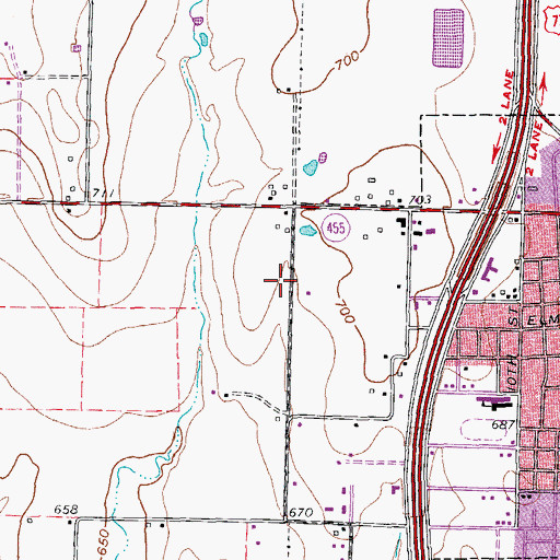Topographic Map of Pilgrims Way Baptist Church, TX