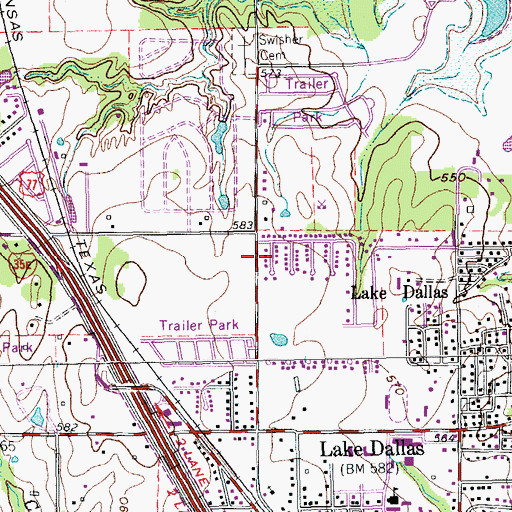 Topographic Map of Shady Shores Baptist Church, TX