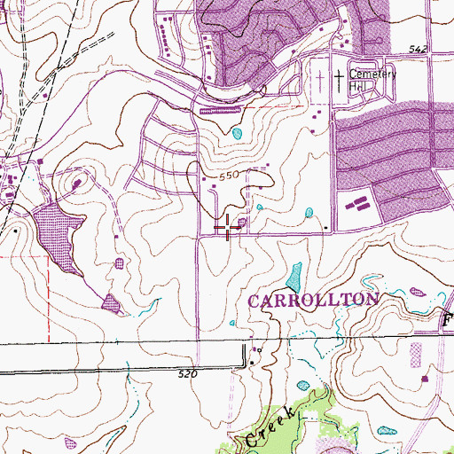 Topographic Map of Carrollton West Church of Christ, TX