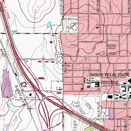 Topographic Map of Church of God, TX