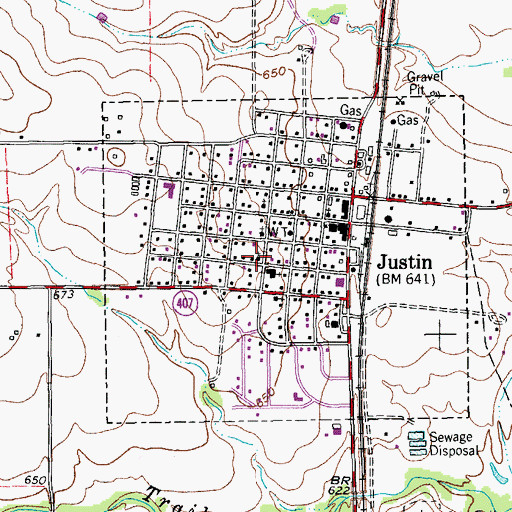 Topographic Map of First Baptist Church, TX