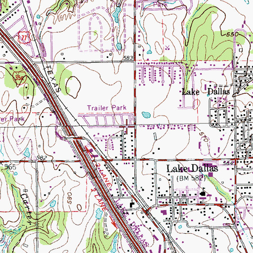 Topographic Map of First Baptist Church, TX