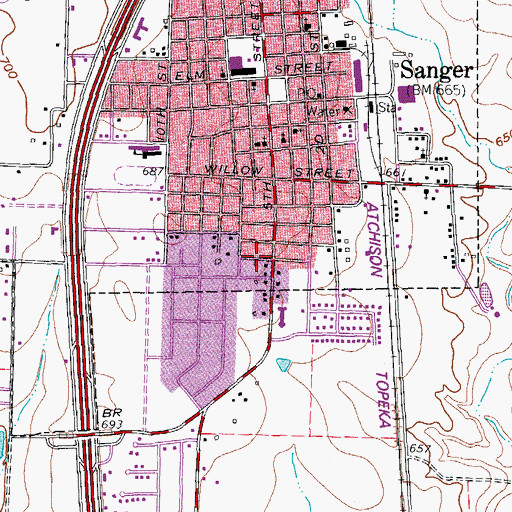 Topographic Map of First Baptist Church, TX