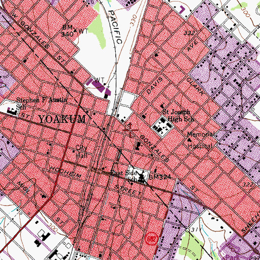 Topographic Map of First Presbyterian Church, TX