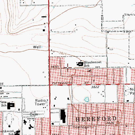 Topographic Map of First Assembly of God Church, TX
