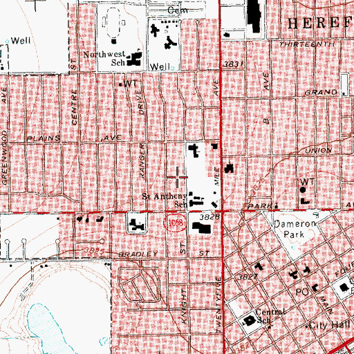 Topographic Map of Church of Christ Central, TX