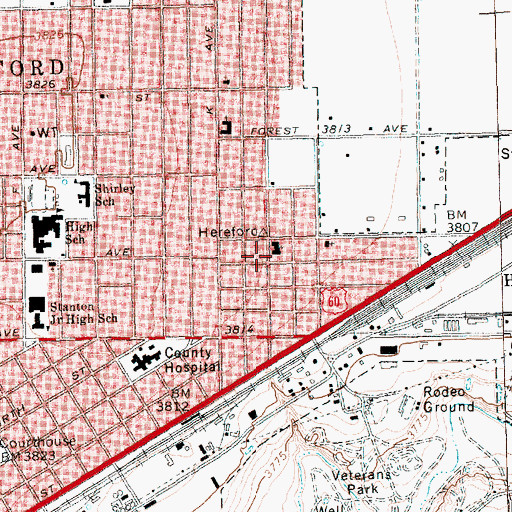 Topographic Map of Wesley United Methodist Church, TX