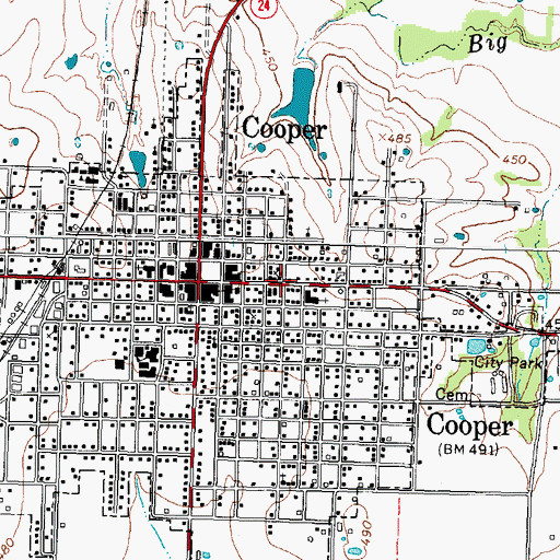 Topographic Map of First Baptist Church, TX