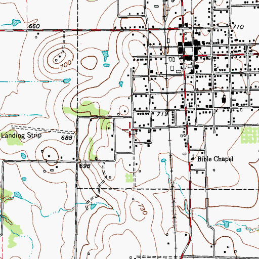 Topographic Map of First Assembly of God Church, TX
