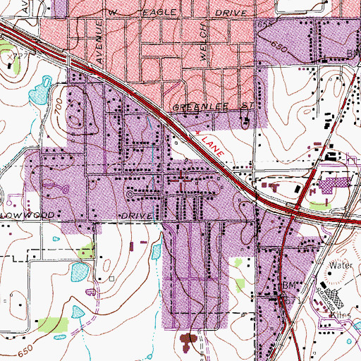 Topographic Map of Lindsey Assembly of God Church, TX