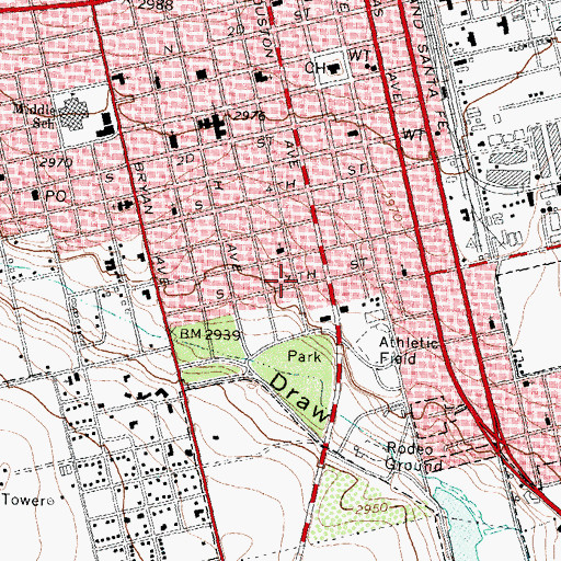 Topographic Map of Templo Elim Spanish Assembly of God Church, TX