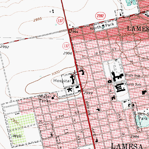 Topographic Map of Second Baptist Church, TX