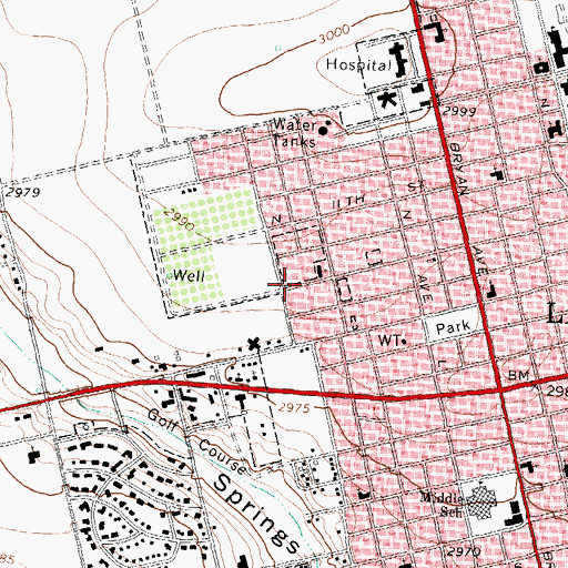 Topographic Map of Sunset Baptist Church, TX