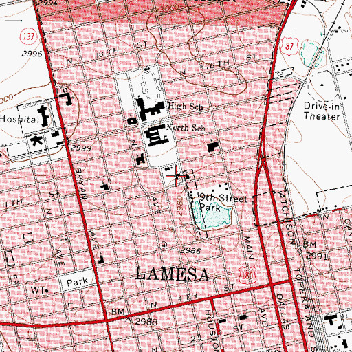 Topographic Map of Saint John Episcopal Church, TX