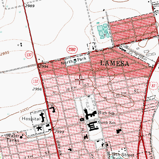 Topographic Map of First United Methodist Church, TX