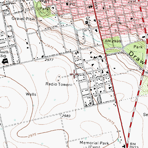 Topographic Map of First Presbyterian Church, TX