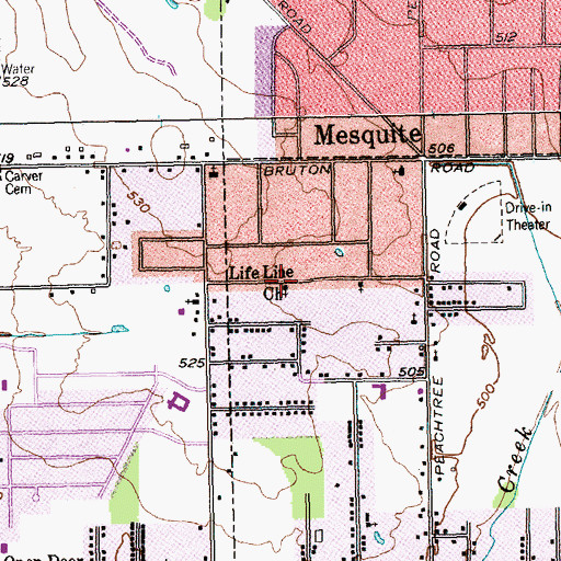 Topographic Map of Life Line Church, TX