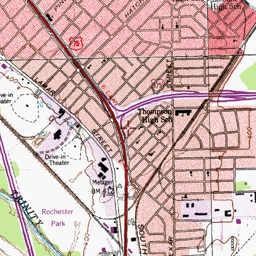 Topographic Map of Mosley Chapel Church, TX