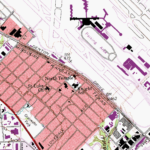 Topographic Map of North Temple Church, TX